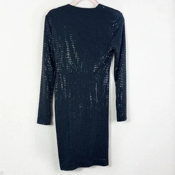 NWT Zara Draped Sparkly Black Dress Long Sleeve size Medium - Picture 7 of 16